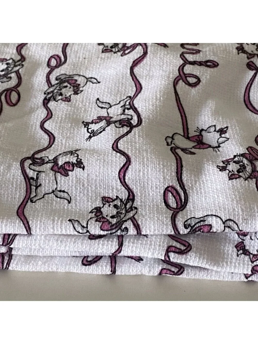 2 Pk Disney The Aristocats Marie Pink Ribbons Bows Kitchen‎ Towels 16” X 26” NEW